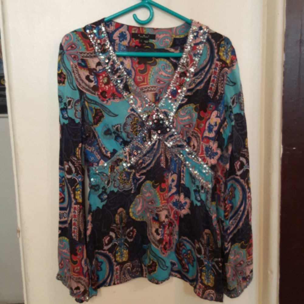 E C I New York boho silk blouse